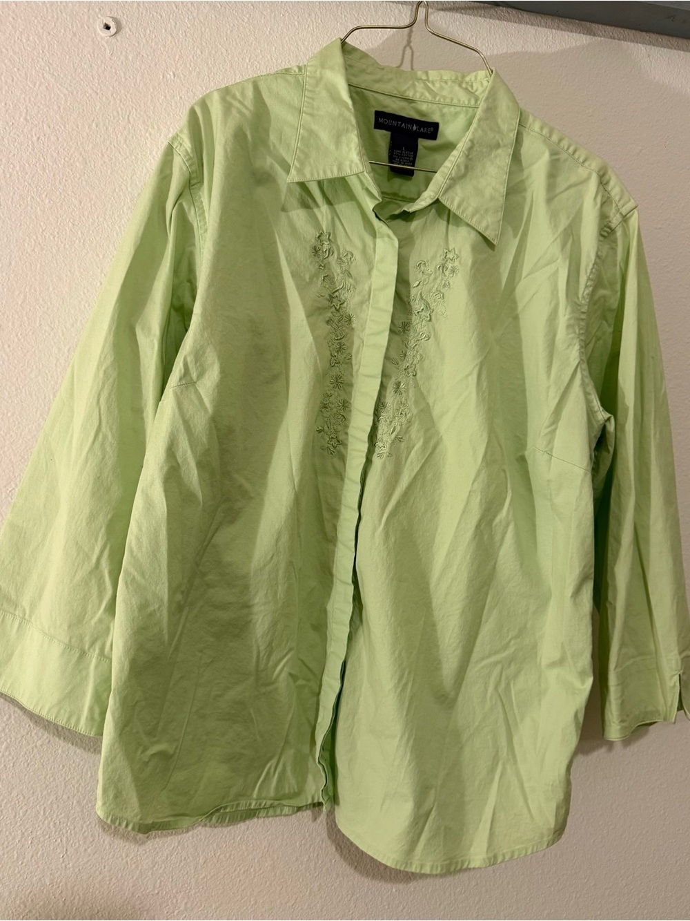 Mountain Lake Light Green Button-Front Shirt